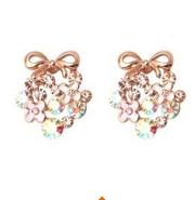 Rose Gold Plated Grape Shape Crystal Earrings 